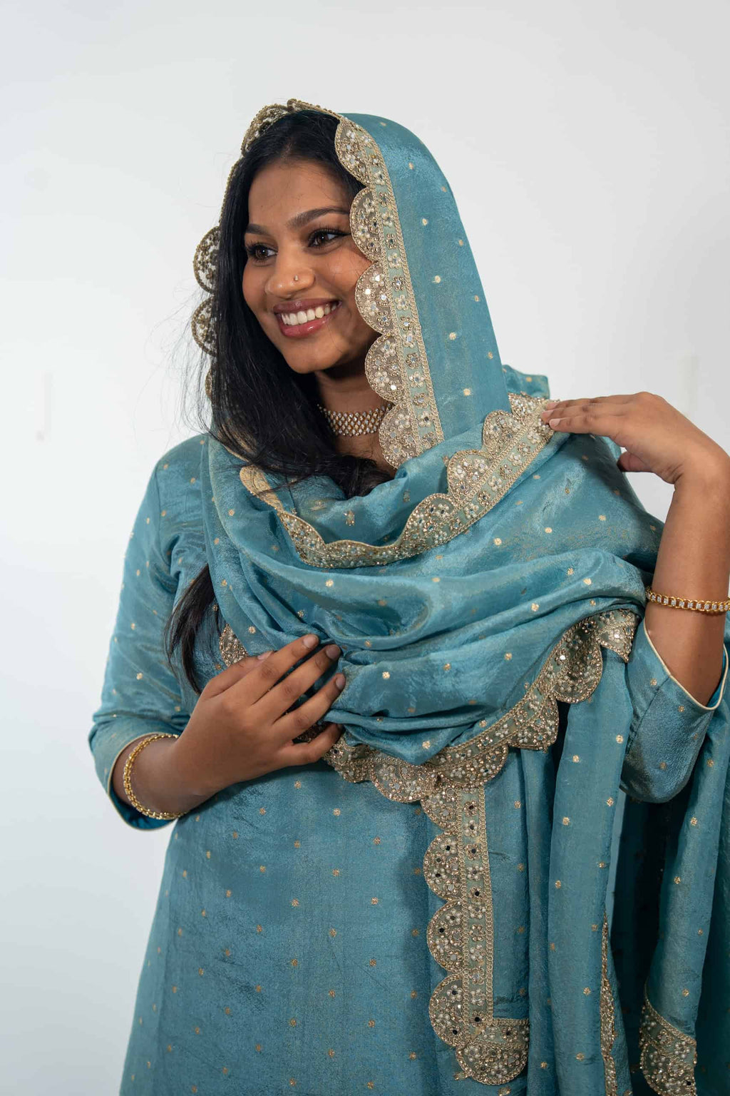 Light Blue Tissue Silk Sharara Suit