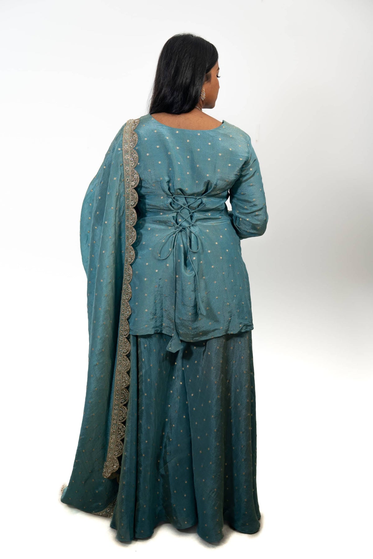 Light Blue Tissue Silk Sharara Suit