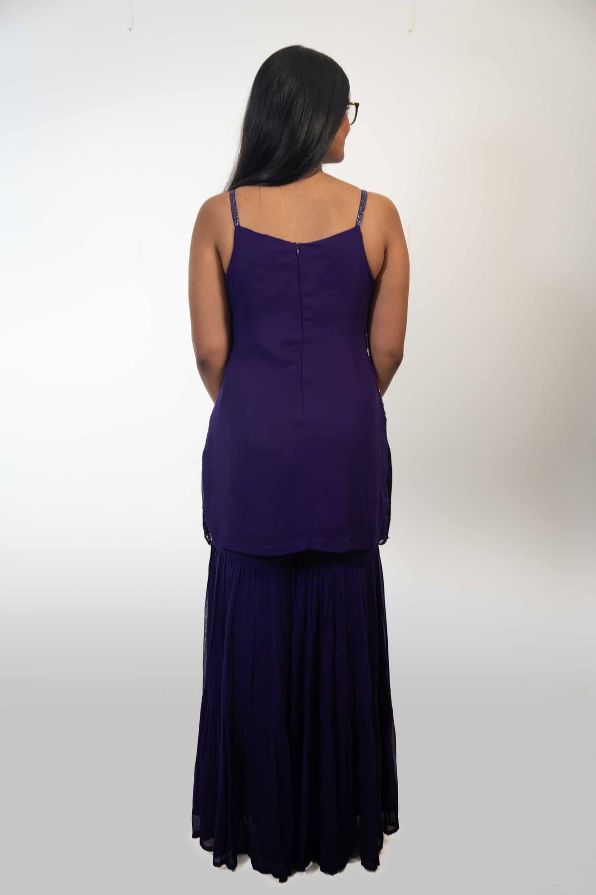 Purple Hand-beaded Sharara suit