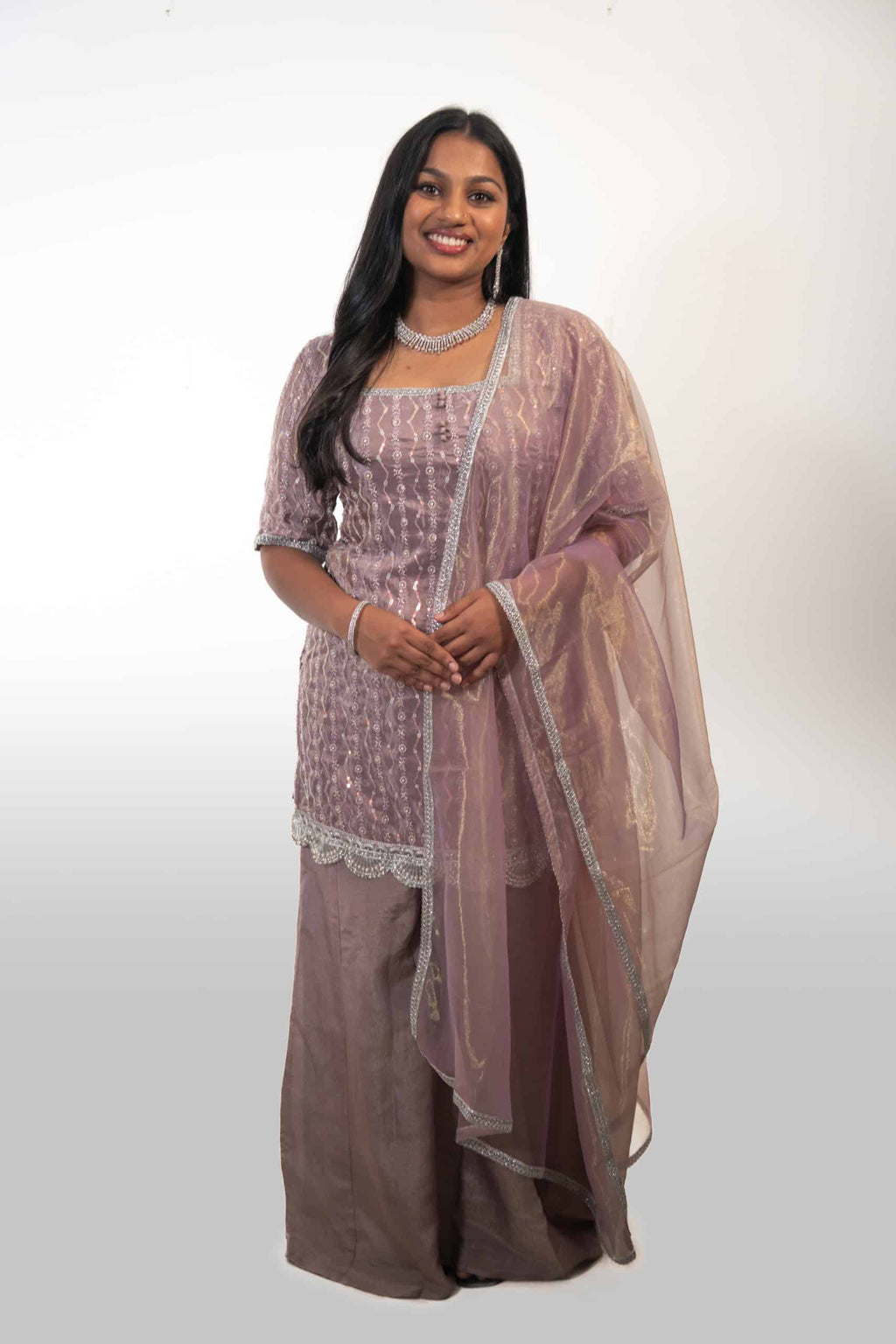 Lavender Tissue Silk Sharara Suit
