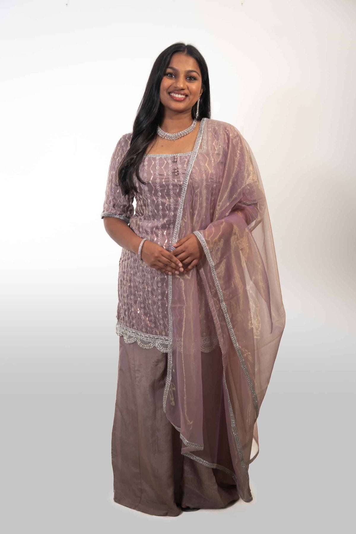 Lavender Tissue Silk Sharara Suit