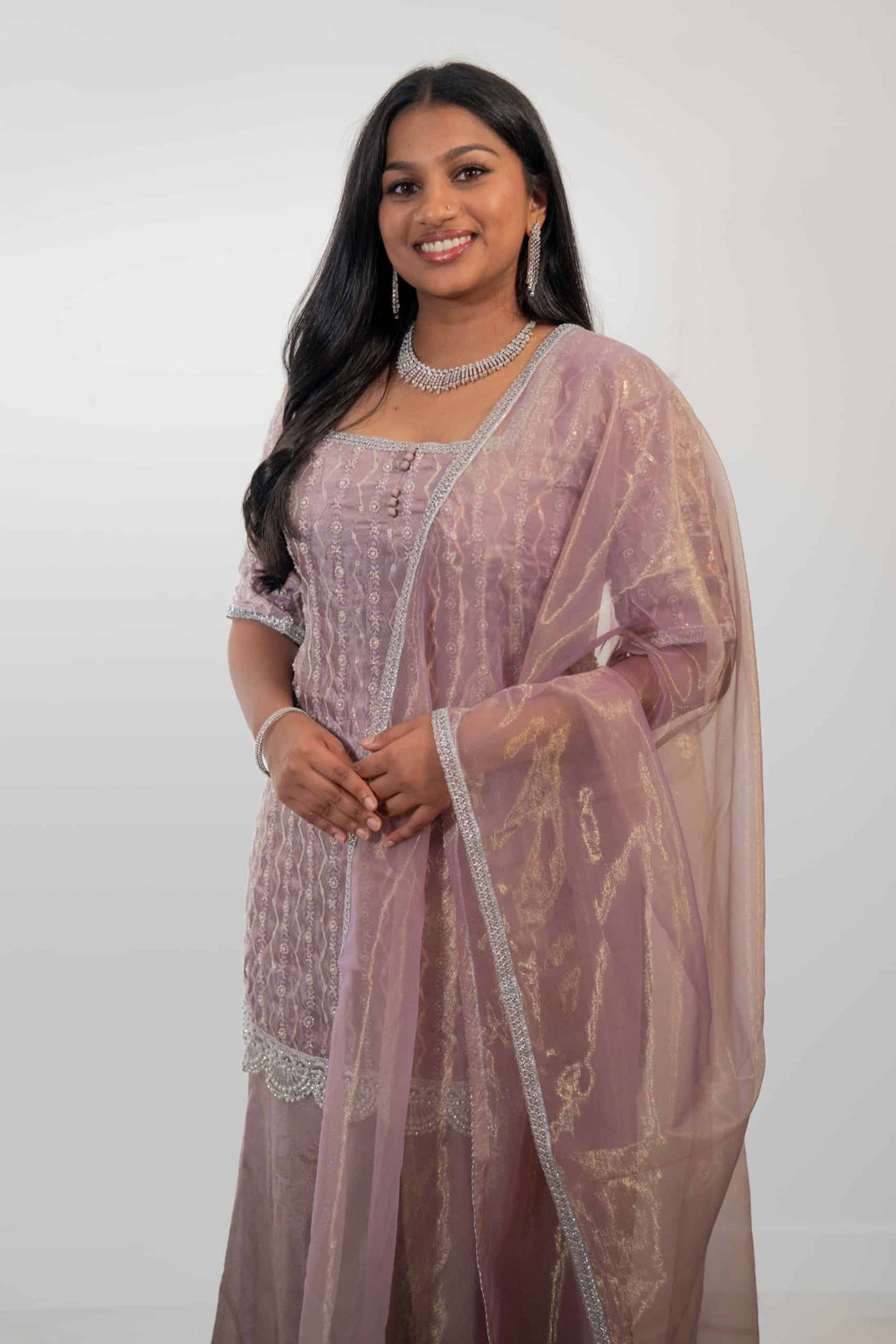 Lavender Tissue Silk Sharara Suit