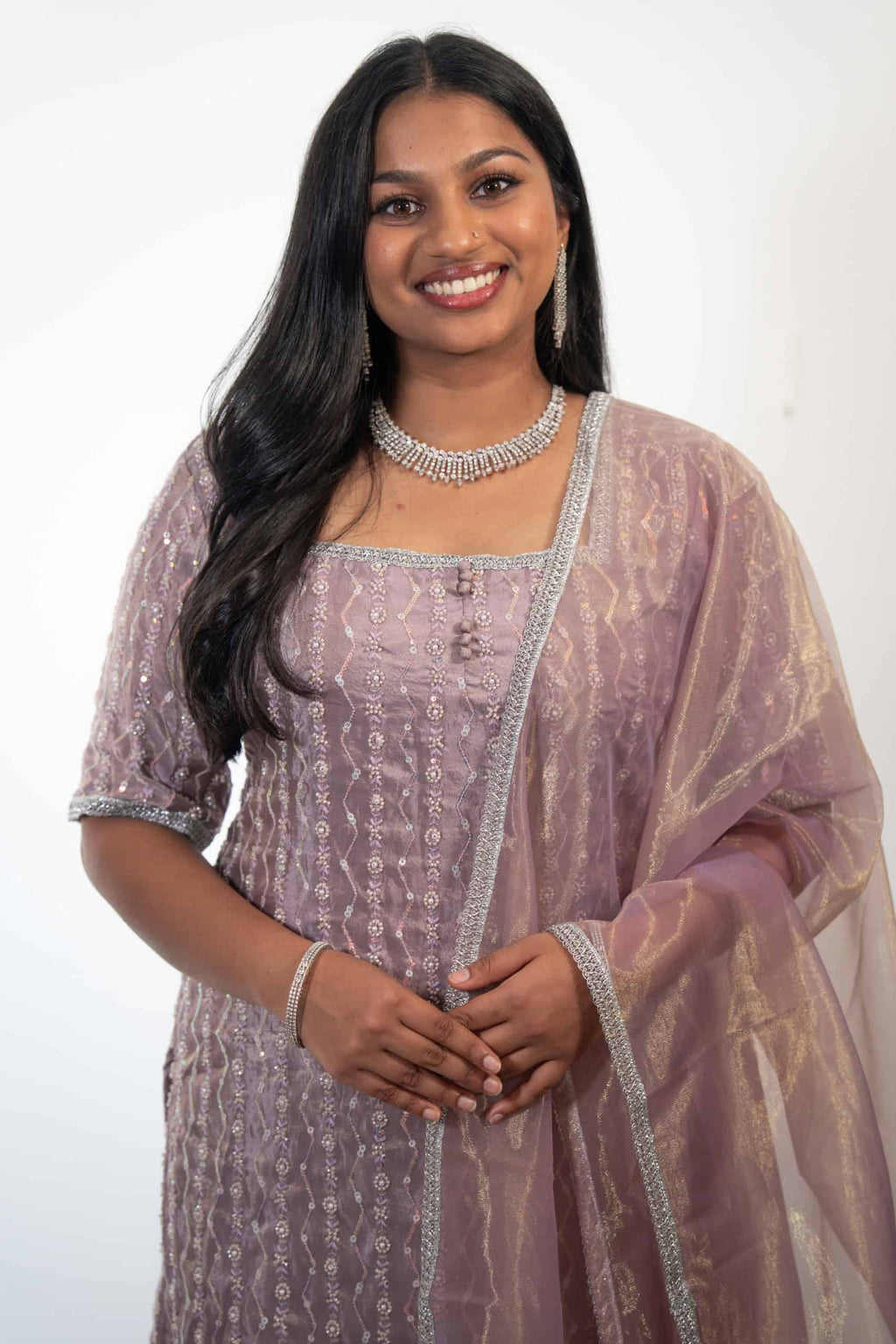 Lavender Tissue Silk Sharara Suit