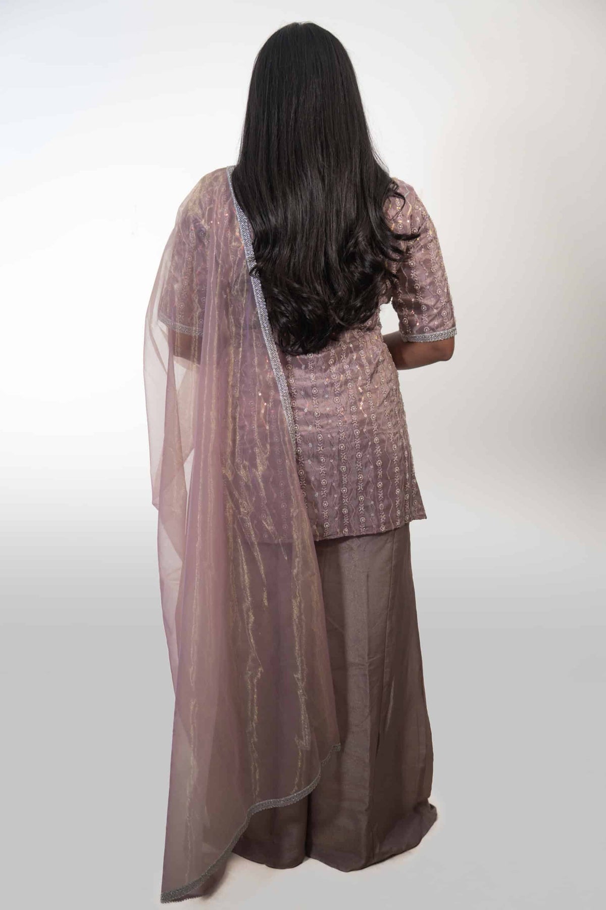 Lavender Tissue Silk Sharara Suit