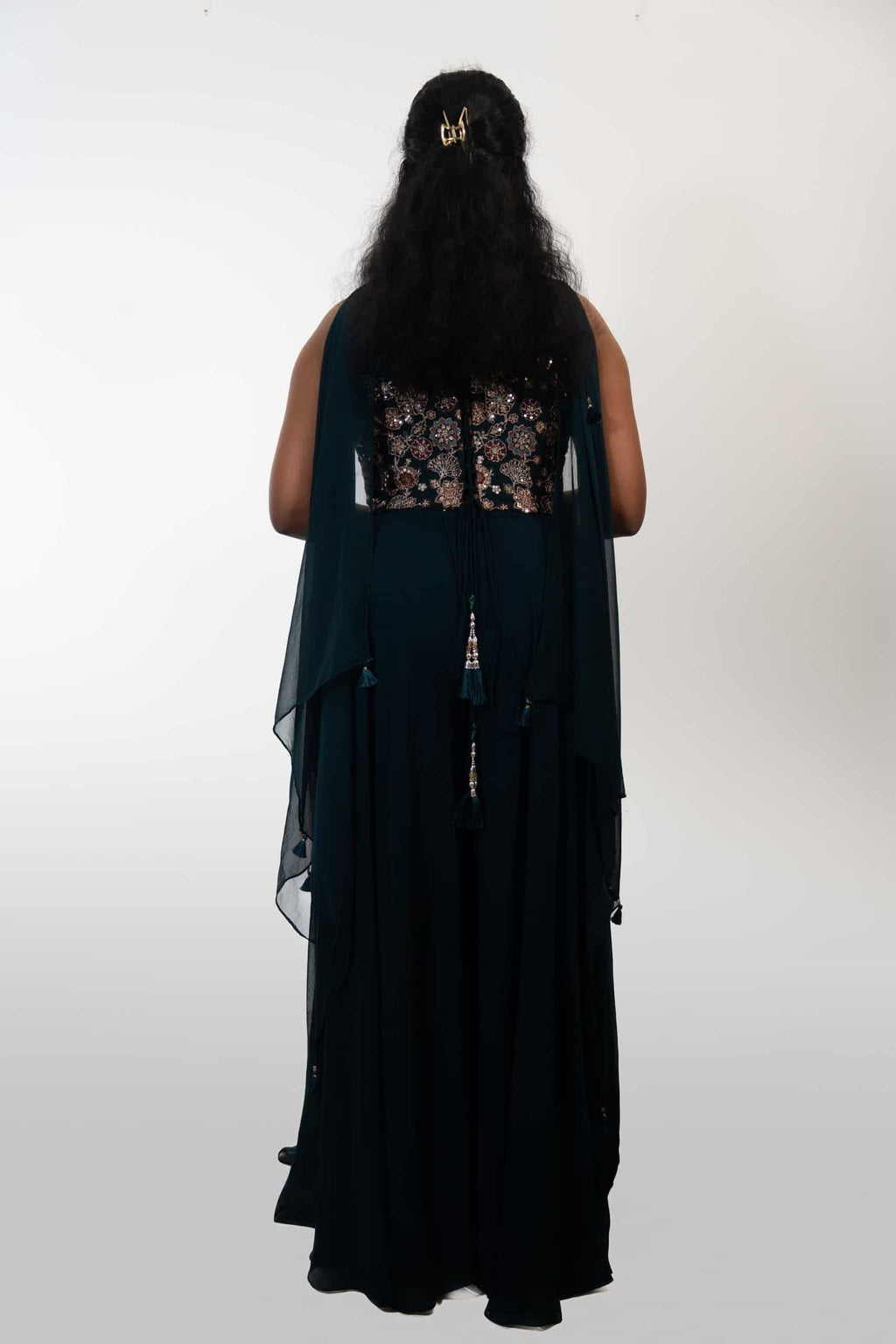 Dark Blue Embroidered Corset Co-ord set