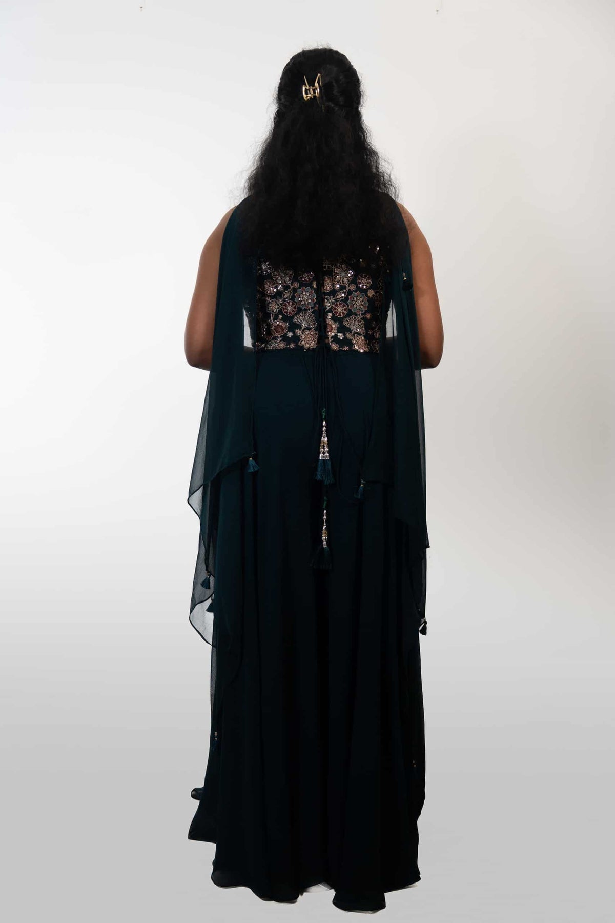 Dark Blue Embroidered Corset Co-ord set