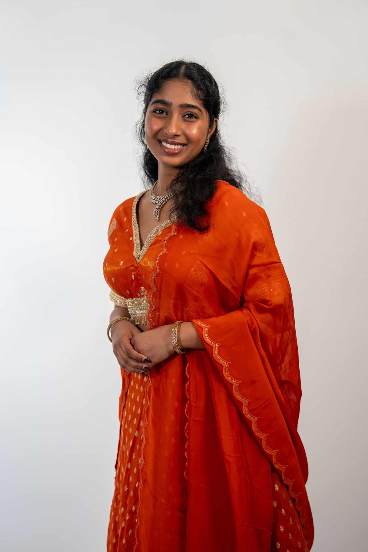 Orange Banarasi Silk Lehenga