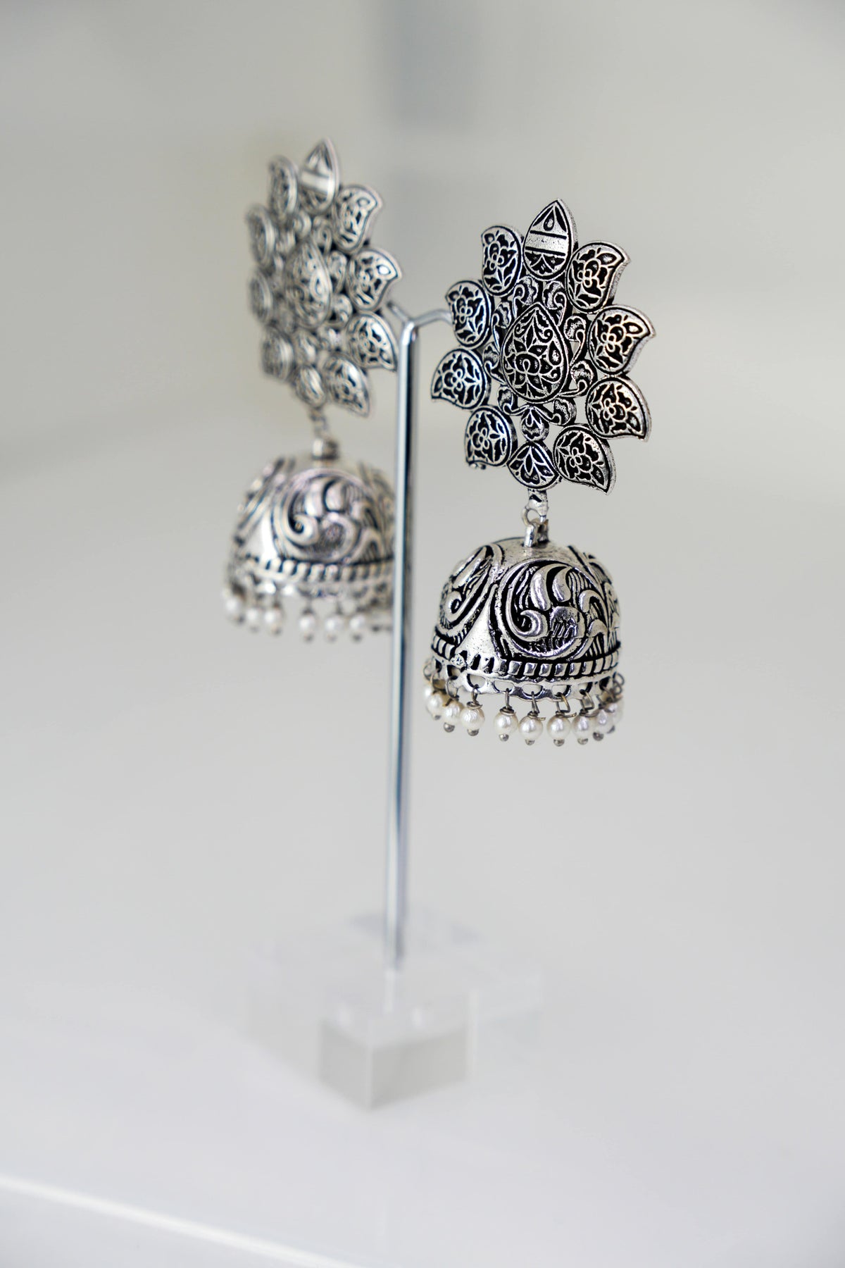 Lotus Bloom Oxidised Jhumka – photo 2
