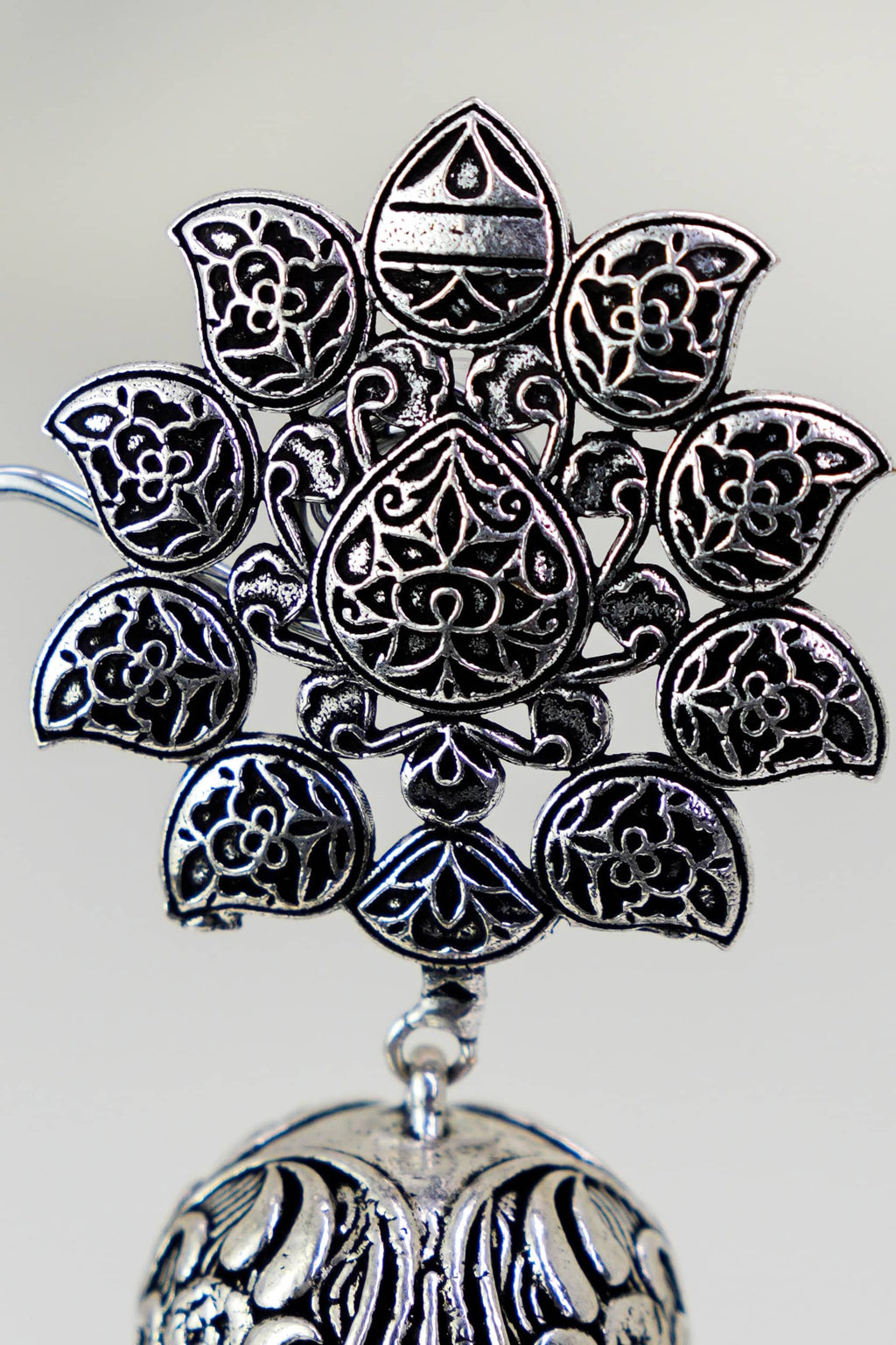 Lotus Bloom Oxidised Jhumka – photo 3