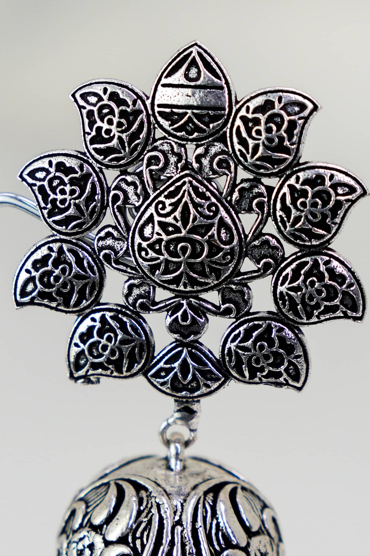 Lotus Bloom Oxidised Jhumka – photo 3