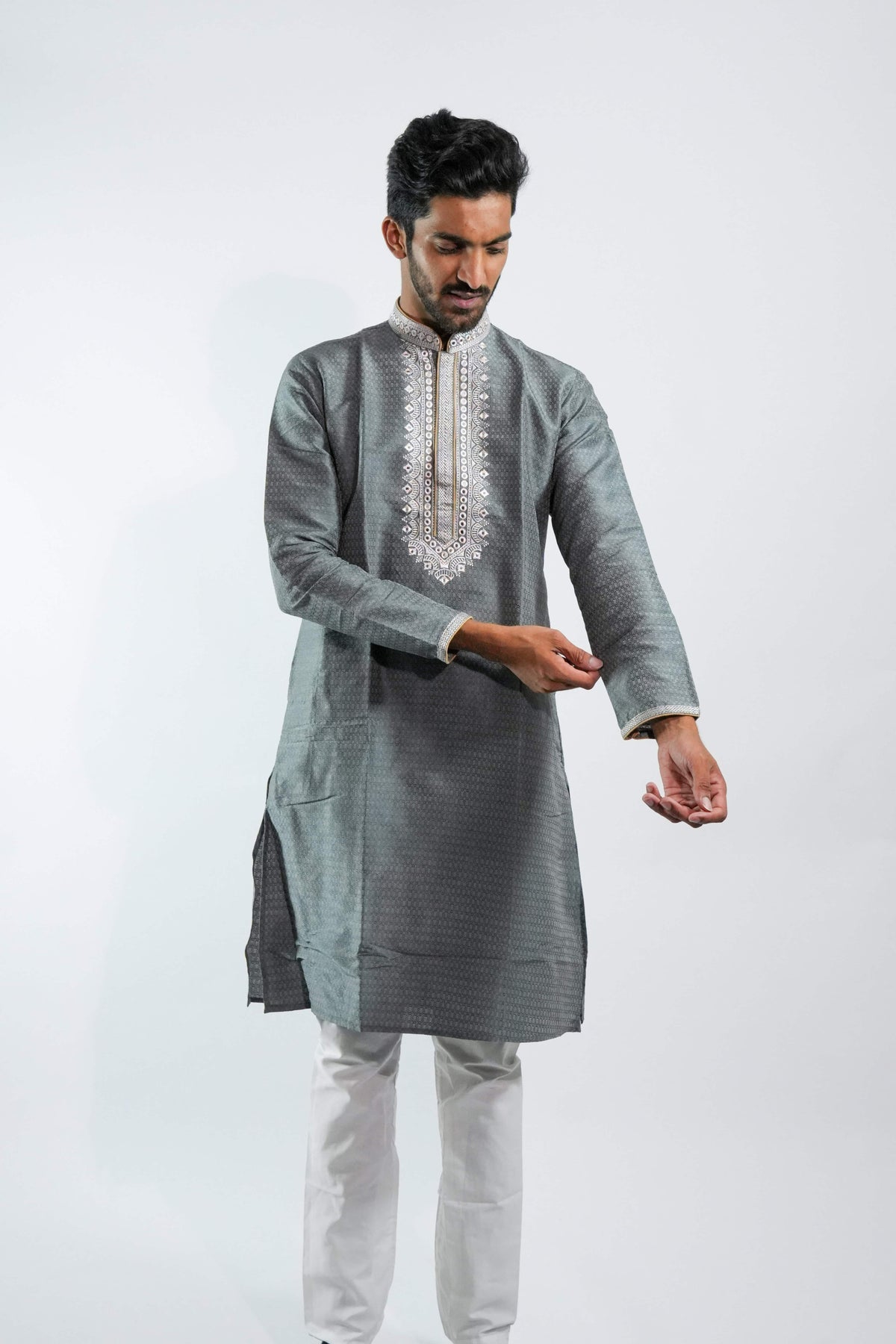 Elegant Grey Kurta Pajama – photo 1