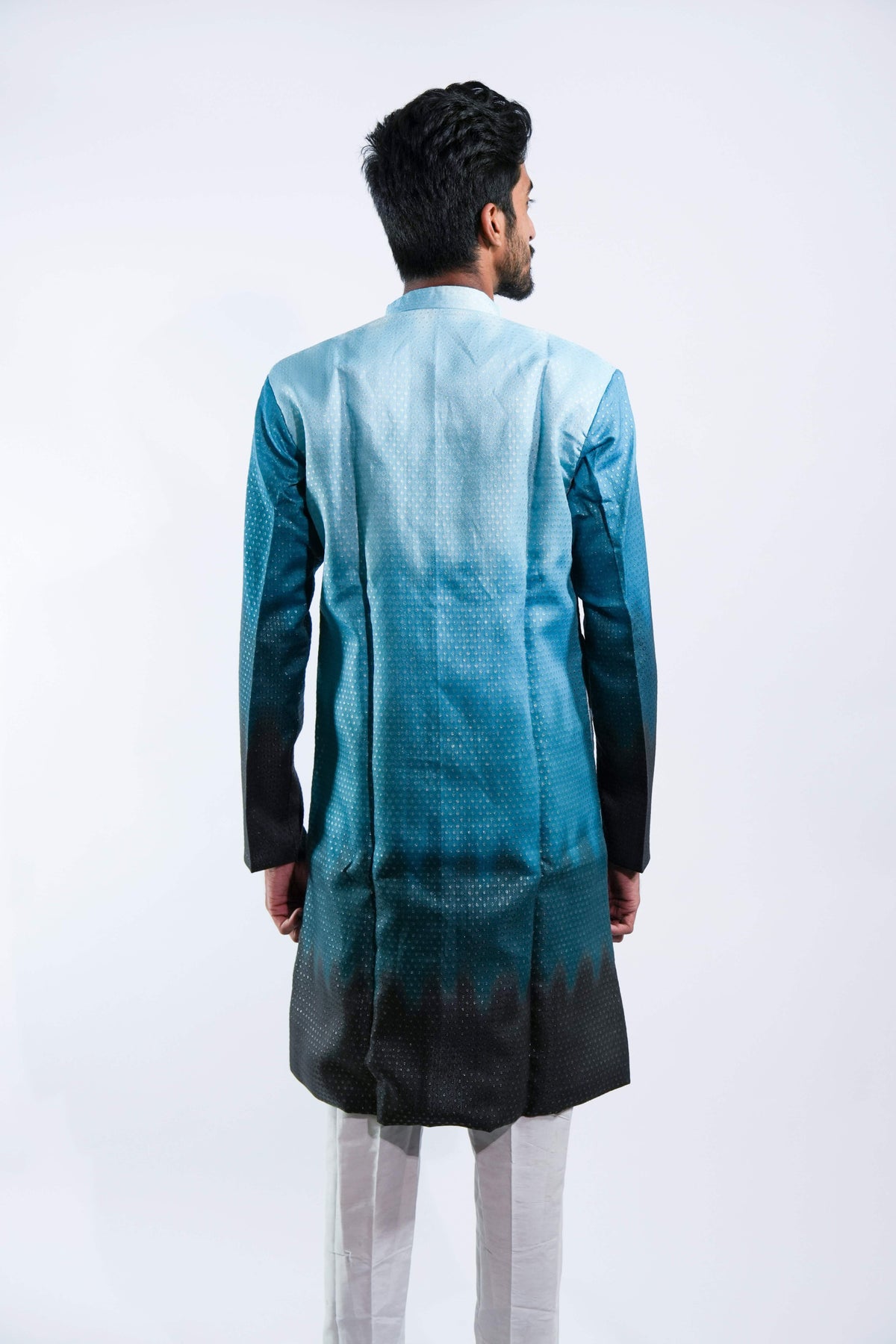 Regal Sea Blue Gradient Sherwani Set – photo 4