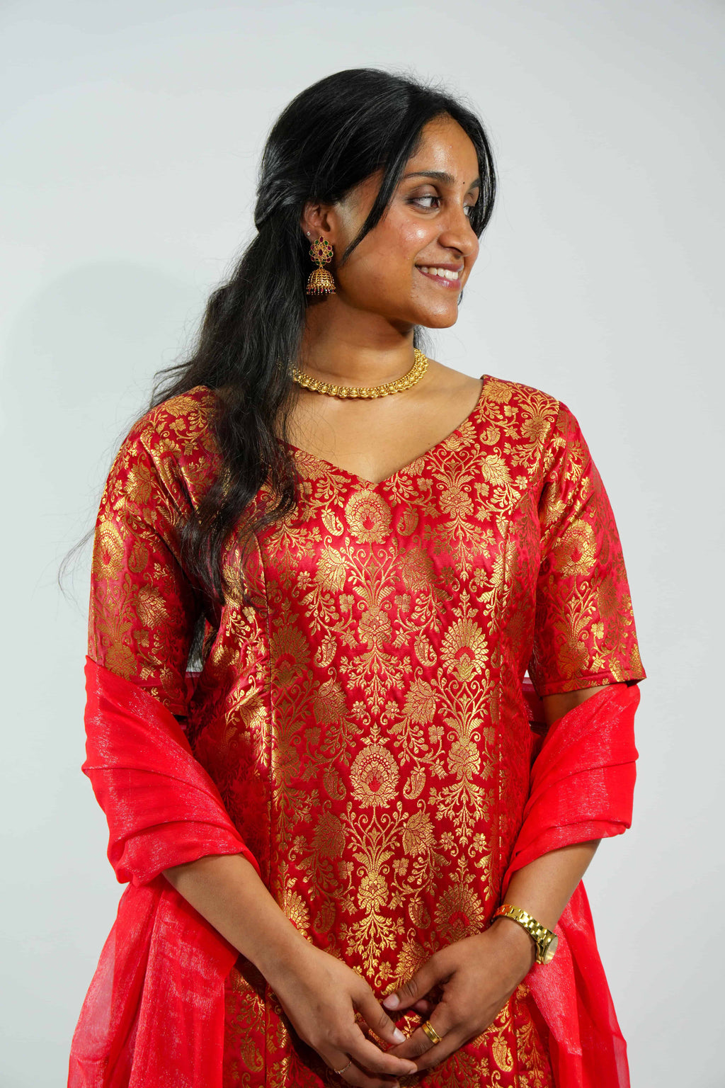Brocade Red Banarasi Salwar Suit – photo 2