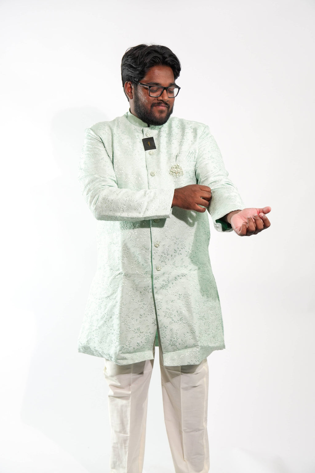 Elegant Pastel Green Sherwani Set – photo 1