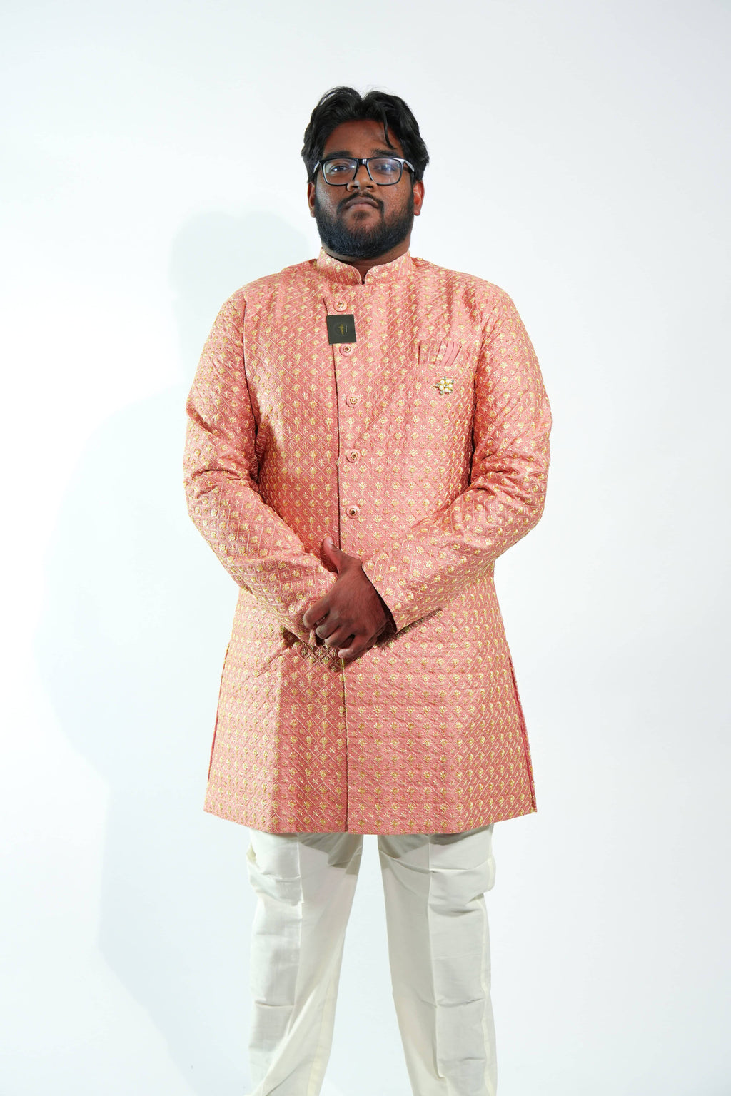 Elegant Dusty Rose Pink Sherwani Set – photo 1