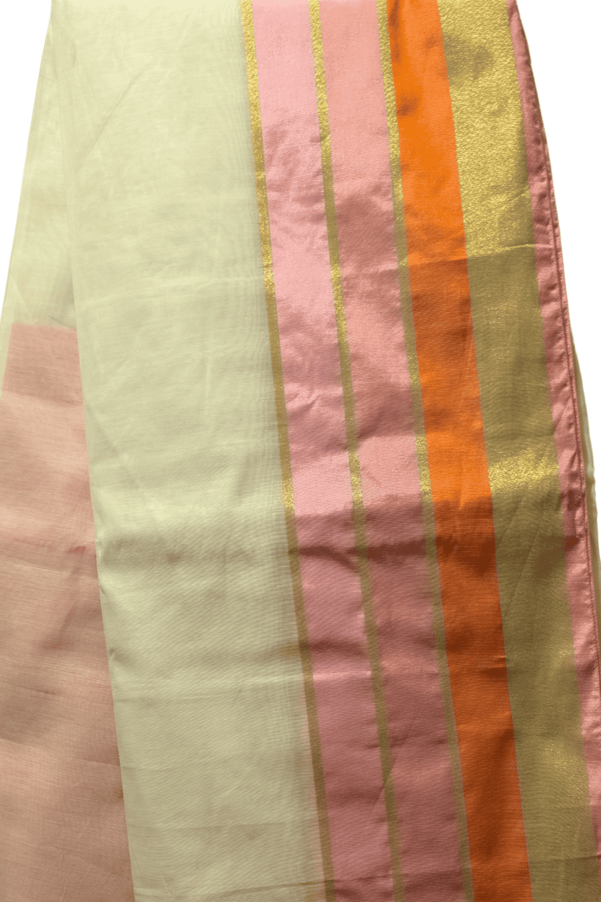 Chanderi Silk Kerala Saree – Pink & Gold Border – photo 3