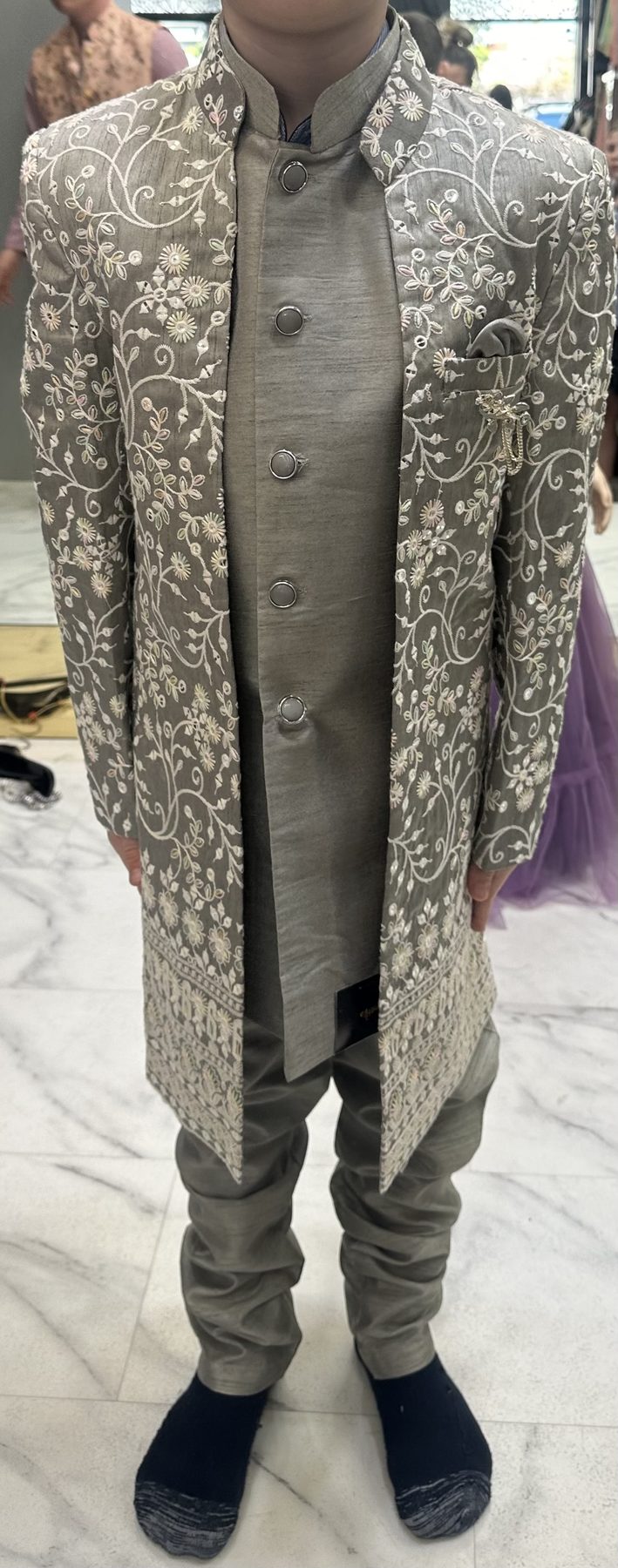 Embroidered grey sherwani
